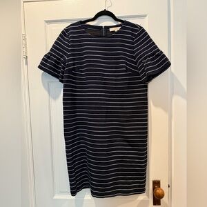 Navy Loft Striped Dress, ruffle sleeves